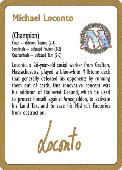 1996 Michael Loconto Biography Card