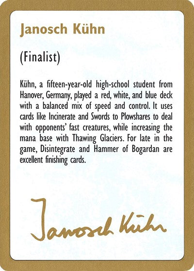 1997 Janosch Kuhn Biography Card