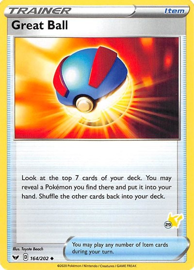 Great Ball - 164/202 (#29 Pikachu Stamped)