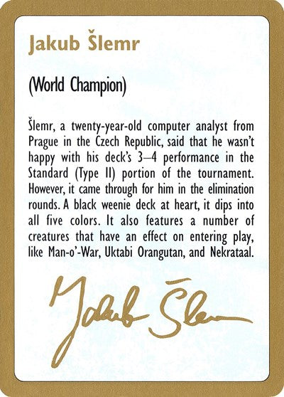 1997 Jakub Slemr Biography Card