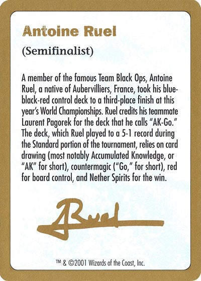 2001 Antoine Ruel Biography Card
