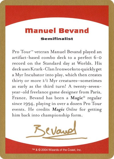 2004 Manuel Bevand Biography Card