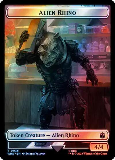 Alien Rhino // Food (0058) Double-Sided Token (Surge Foil)