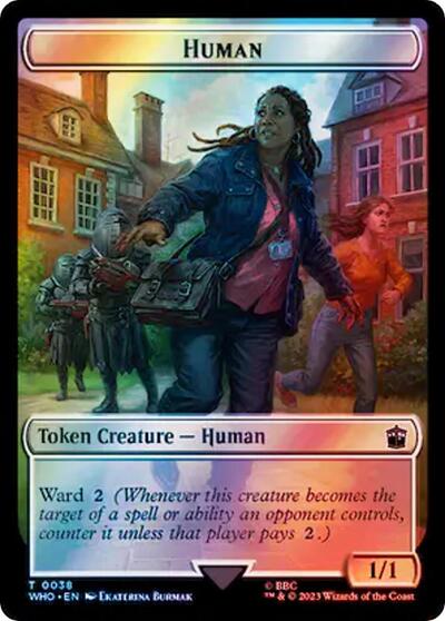 Human (0038) // Clue (0055) Double-Sided Token (Surge Foil)