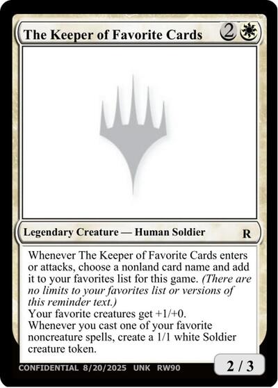 The Keeper of Favorite Cards (8/20/2025)